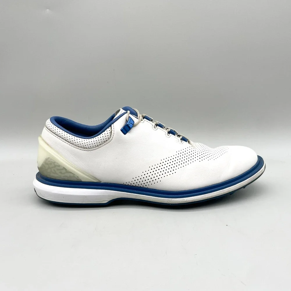 Jordan Mens 9.5 ADG 4 Golf Shoes White Blue Spikeless Sporty Preppy Gorpcore